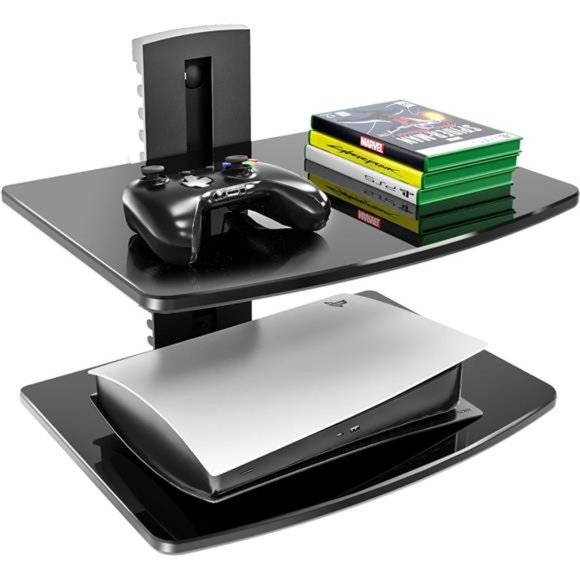 2 Tiers Floating Shelves for Wall Under TV DVD Shelf Wall Mount Shelves - Picture 1 of 5